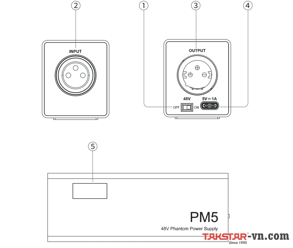 Hướng dẫn sử dụng bộ Bộ cấp nguồn phantom 48V Takstar PM5